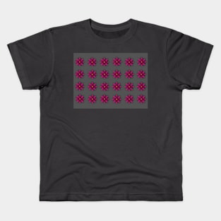 Purple cutout flowers on grey background Kids T-Shirt